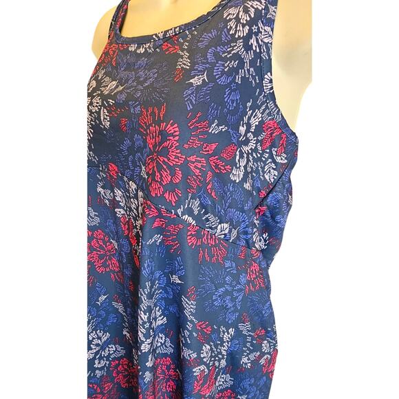 Columbia Womens red white blue floral omni freeze golf performance midi dress M - Picture 5 of 9